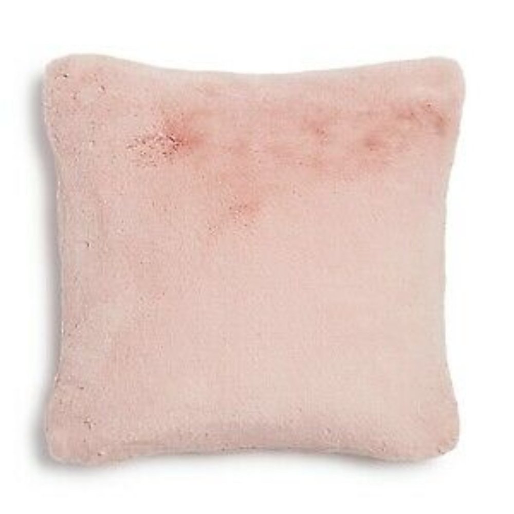 Hudson Park Luxury Posh Faux Fur Plush Soft Cozy 20" Decorative Pillow - Blush